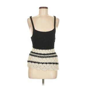 Zara Black Cream Crochet Top Medium NWT